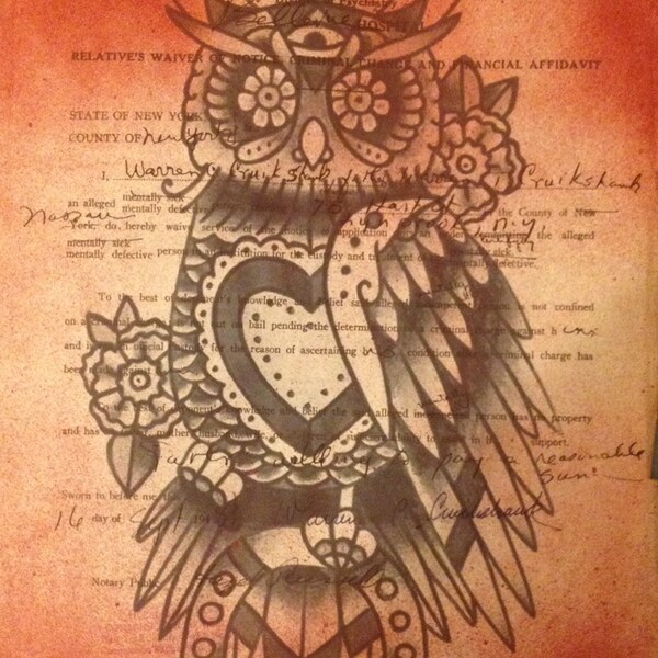 Inchiostro di stampa sul documento medico Vintage gufo Artgland 8,5 x 11