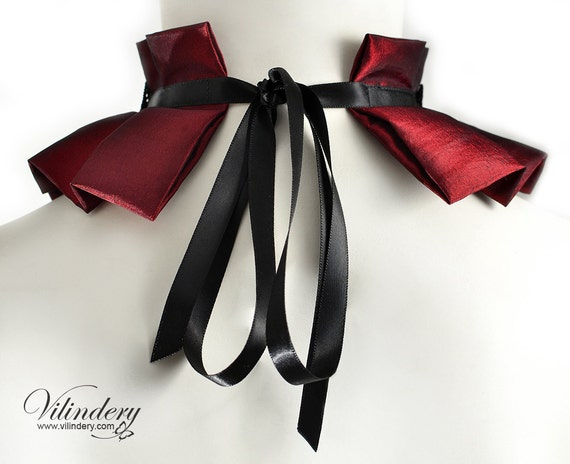 Tour De Cou Rouge Avec Un Noir Jabot Et Des Ailes Victorin Princesse Collier Fantaisie Accessoires De Mariage Rouge Ailes Dangle Vampire Reine