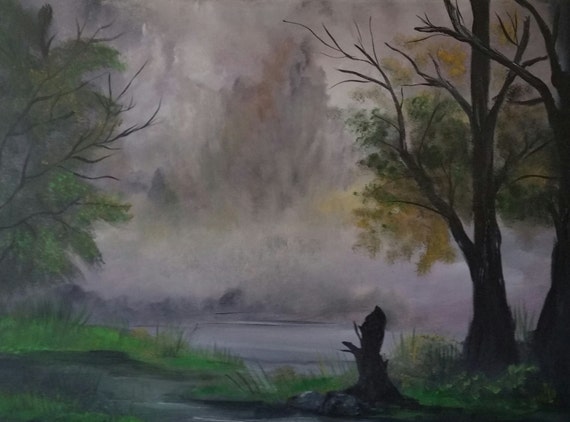 Misty Swamp an Original Oil in full color on 24x18x1 canvas