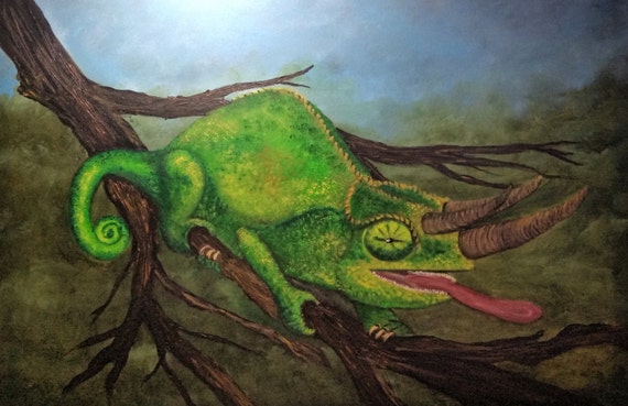 SOLD...but you can still buy...Jackson Chameleon, an Original Oil in full color on 24x36x1 canvas