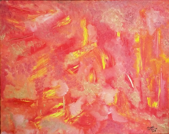 FIRE!  an Abstract in Oil on 20x16x1 canvas
