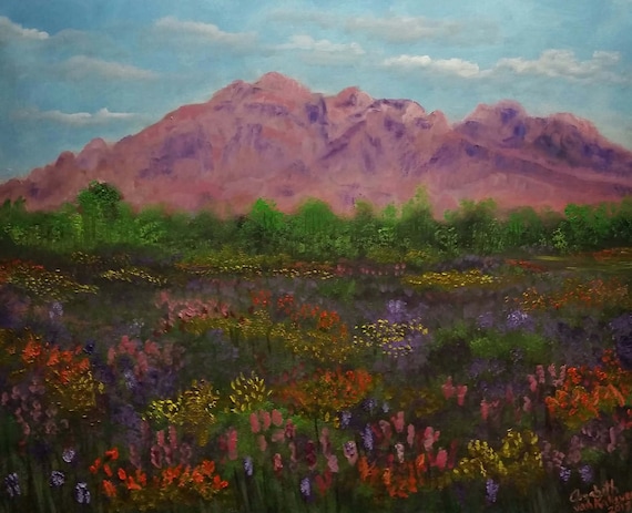 Wildflowers of Anza-Borrego Desert State Park an Original Oil in full color on  24x18x1 canvas