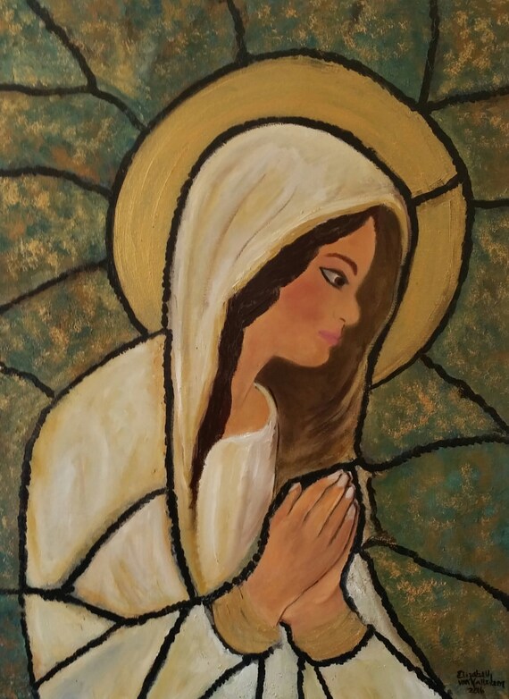 Praying Saint an Original Oil in full color on 24x18x1 canvas