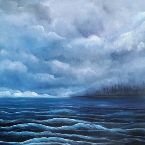 Lake Tahoe on a cold cloudy day an Original Oil in full color on  24x18x1 canvas