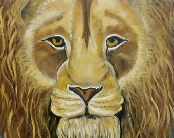 Leo the Lion Portrait Original Oil in full color on 18x24x1 canvas