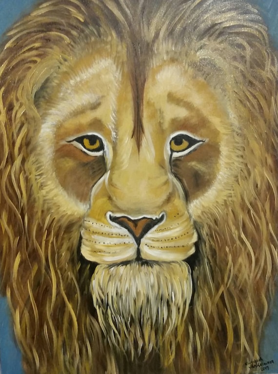 Leo the Lion Portrait Original Oil in full color on 18x24x1 canvas