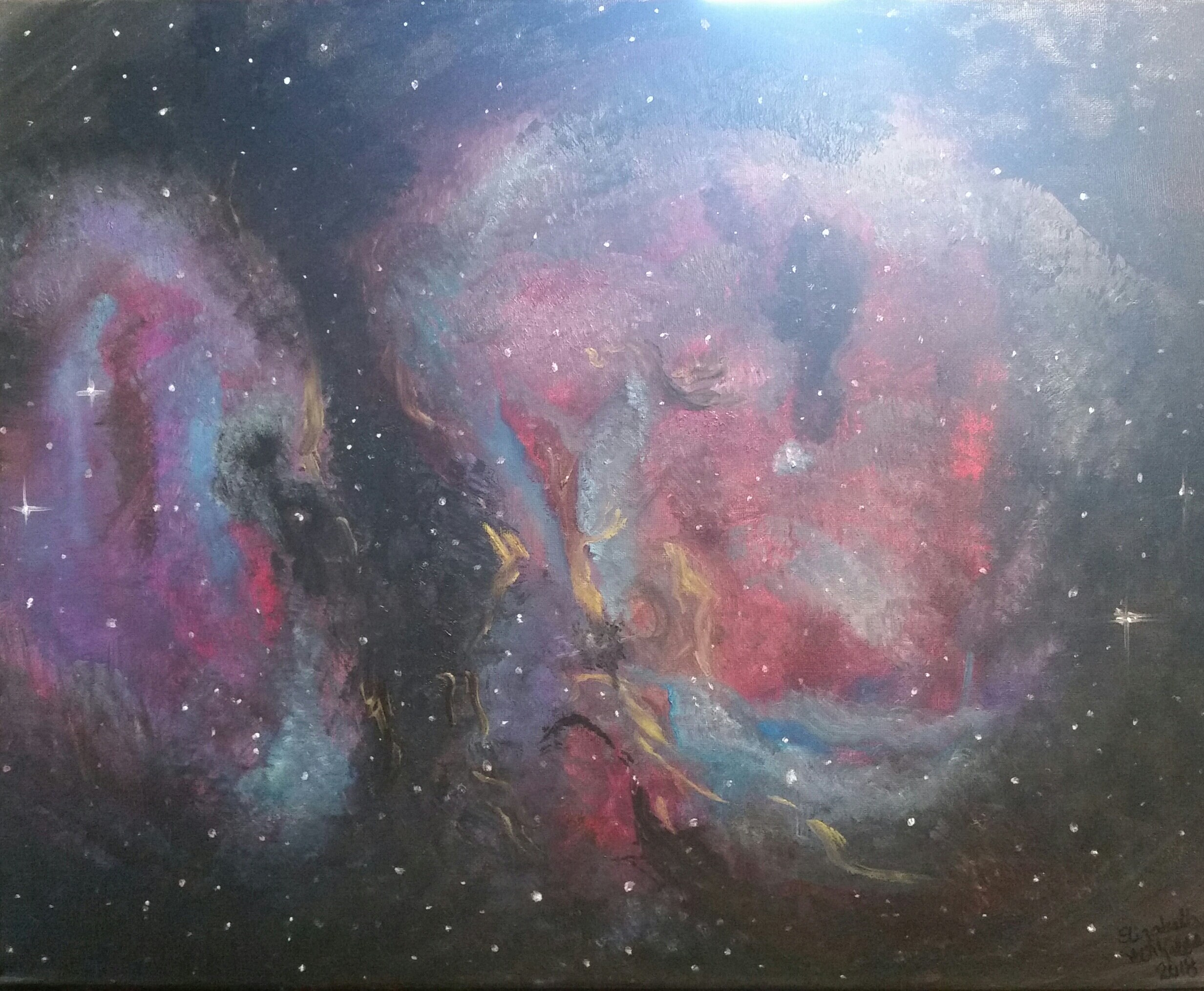 Orion Nebula Painting an Abstract in Oil on 16x20x1 canvas