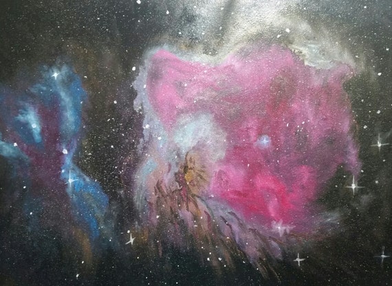 Orion Nebula Painting an Abstract in Oil on 18x24x1 canvas