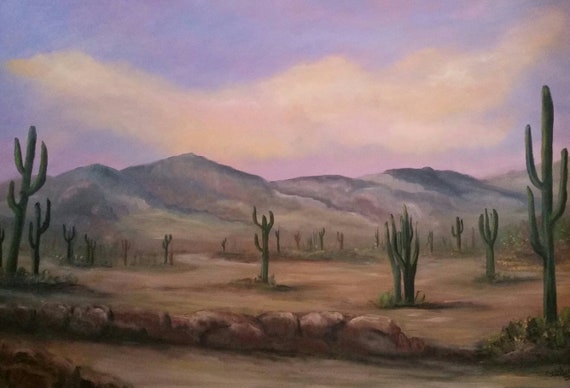 Desert Afternoon, Original Oil in full color on 24x36x1 canvas