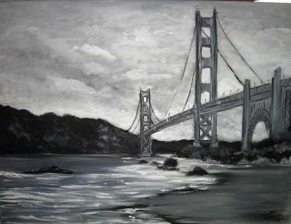 SOLD...but you can still buy...Golden Gate Bridge view from Baker Beach an Original Oil on 24x18x1 canvas
