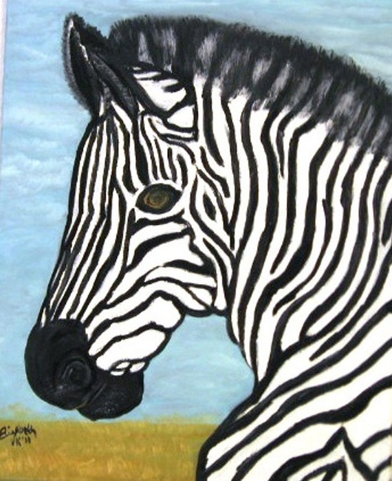 Zebra Portrait Original Oil in full color on 16x20x1 canvas