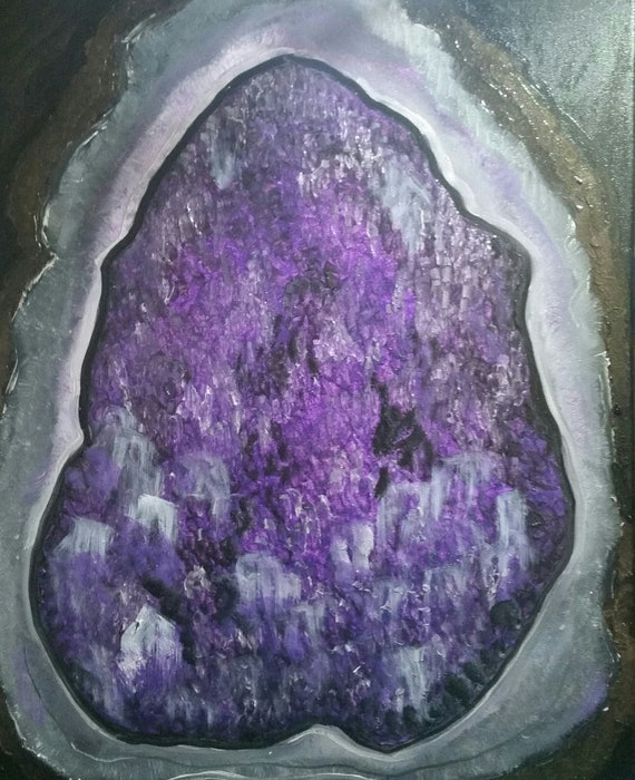 Amethyst Geode Painting an Abstract in Oil on 18x24x1 canvas