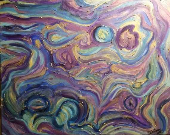 Chaotic Shimmer an Abstract in Oil on 20x16x1 canvas