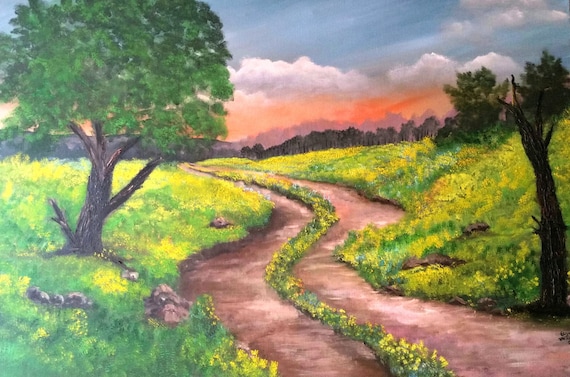 Springtime in the Country an Original Oil in full color on 24x36x1 canvas