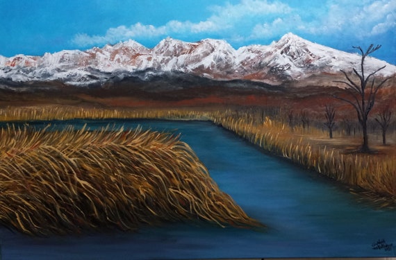 Bishop California on a Winter Morning, Original Oil in full color on 36x24x1 canvas