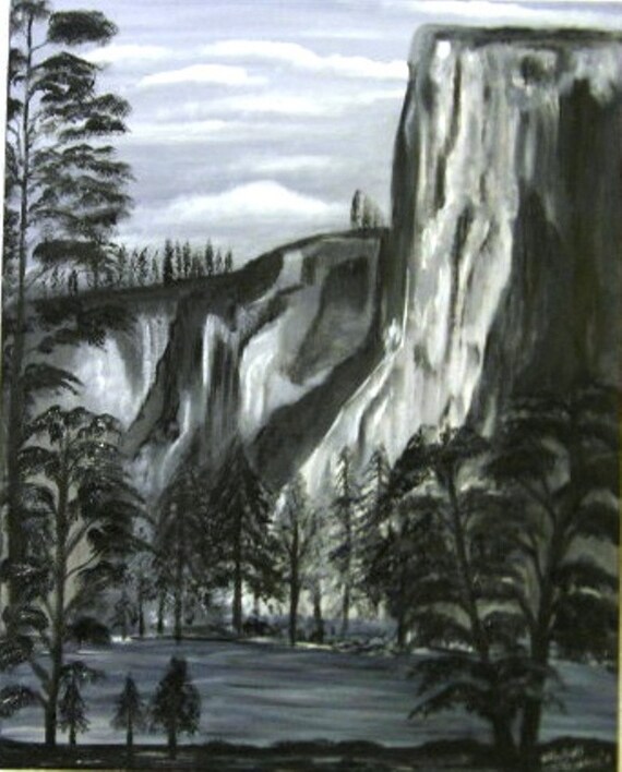 El Capitan an Original Oil on canvas 16x20x1 in Black and White