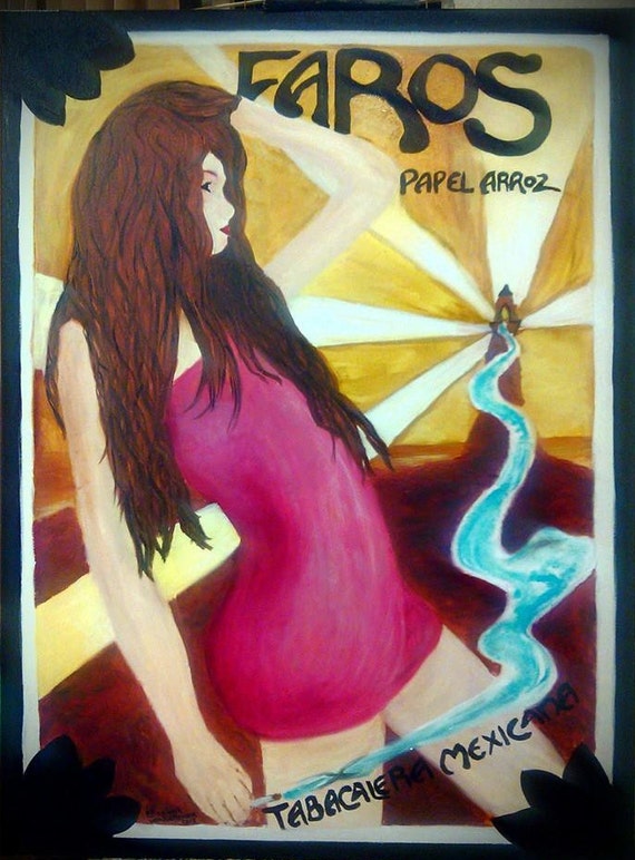 SOLD...but you can still buy...Smoking Lady an Original Oil in full color on 48x36x1 canvas