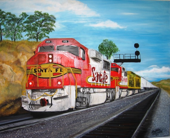SOLD...but you can still buy...Santa Fe Locomotive Running near Tehachapi Loop, an Original Oil on canvas 24x30x1 in full Color