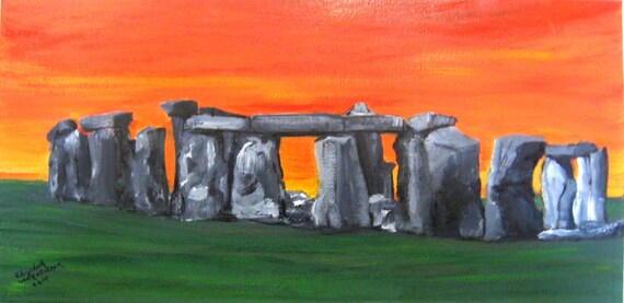 SOLD...but you can still buy...Sunset at Stonehenge an Original Oil in full color on 12x18x1 canvas
