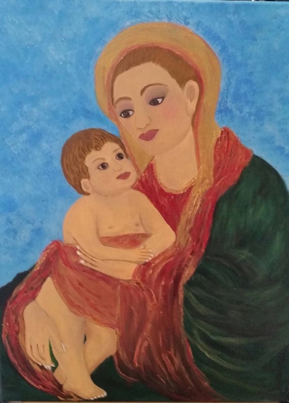 Madonna and Child, Oil painting on 18x24x1 canvas