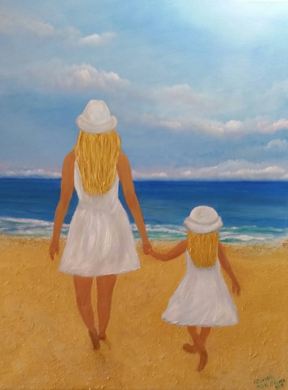 Seaside Walk on an Original Oil in full color on  18x24x1 canvas