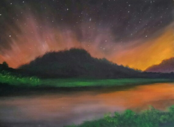Starry Sunset an Original Oil in full color on  24x18x1 canvas