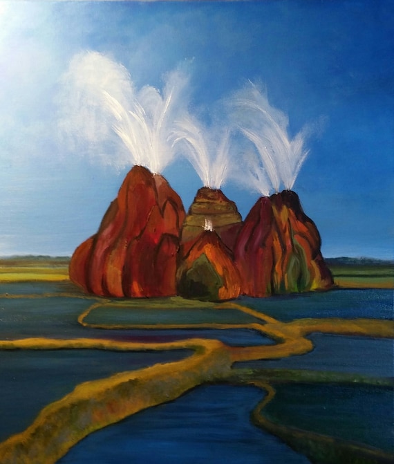 Fly Geyser an Original Oil on canvas 24x18x1 in Full Color