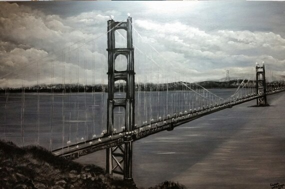 SOLD...Golden Gate Bridge view from Marin Headlands an Original Oil on 36x24x1 canvas