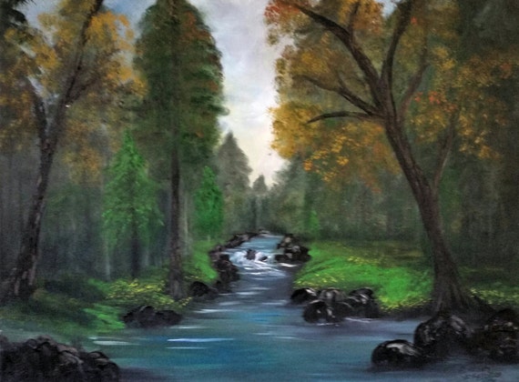Forrest Brook, Original Oil in full color on 24x18x1 canvas