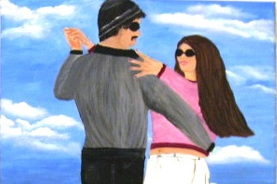 Dancing on the Pier an Original Oil in full color on 18x24x1 canvas