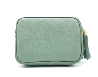 Sac bandoulière personnalisable en cuir menthe