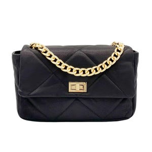 Black crossbody and  Shoulder bag for women in genuine leather | Chain Strap | Italian leather bag