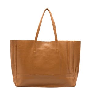 Sac fourre-tout en cuir à monogramme | Sac Shopper en cuir camel | Cuir italien