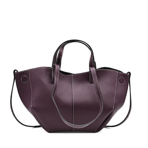Monogrammed Burgundy Italian Leather Handbag, Personalized Luxury Shoulder Bag, Elegant Everyday Purse