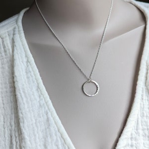 Silver moon Necklace, Sterling silver half moon, hammered  moon pendant, 2 cm crescent moon necklace for women, handmade in the Uk