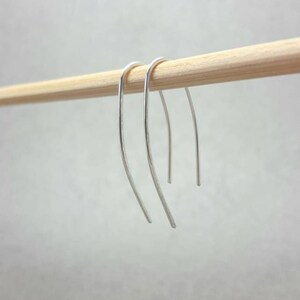 Recycled silver earrings,  Sterling silver threaders, hammered silver earrings, tiny dangle drop, Custom made, Handmade in the UK