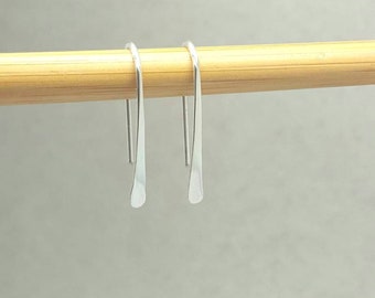 Tiny Silver Earrings, Sterling silver stick earrings, lightweight modern dangle drop earrings, 2 or 3 cm teardrop earrings,Handmade in UK