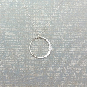 Silver moon Necklace, Sterling silver tiny half moon, hammered moon pendant, crescent moon necklace for women, handmade in the Uk image 1