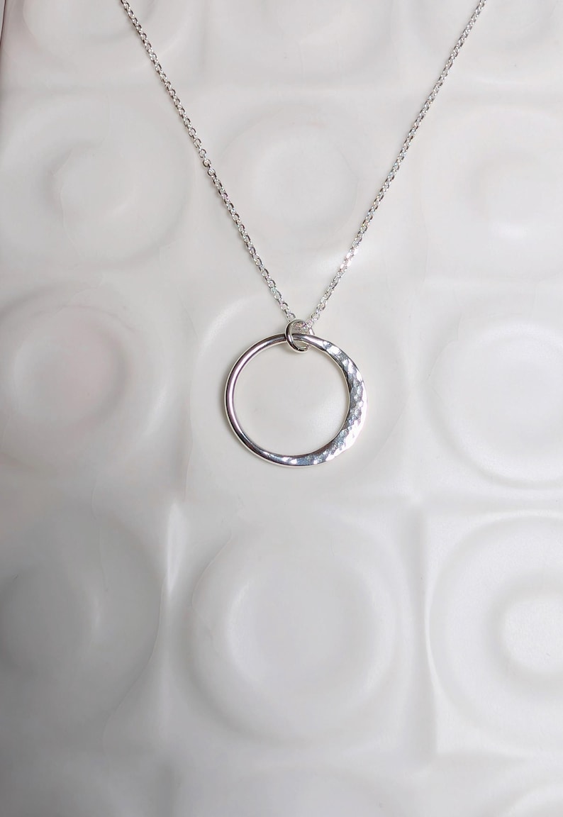 Hammered Sterling Silver Moon Necklace- 2 cm Crescent moon Pendant. Handmade in the UK image 10