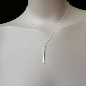 Long bar necklace, Modern 925 sterling silver post pendant, 3.5cm vertical bar necklace, layering necklace, bar drop necklace, handmade UK