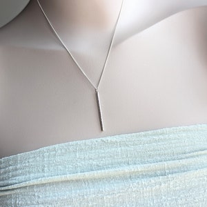 Hammered Sterling Silver Bar Necklace: Modern Minimalist Pendant, Handmade in UK