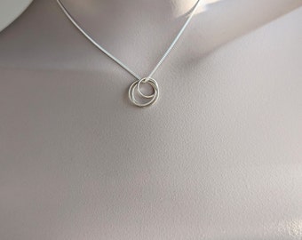 Sterling Silver Three Ring Necklace: Handmade Circle Pendant