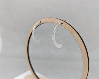 Half circle hoop earrings Sterling silver, silver curve drop, Silver dangle, half circle studs, semi circle earrings