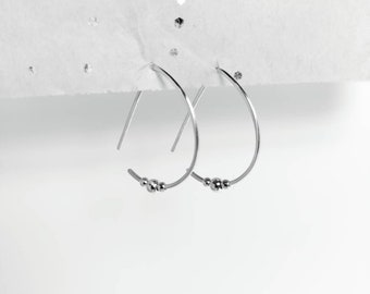 Half hoop silver  earrings,  925 Sterling Silver drop earrings, Half circle dangle  earrings Custom made, Karmasilver Handmade in UK