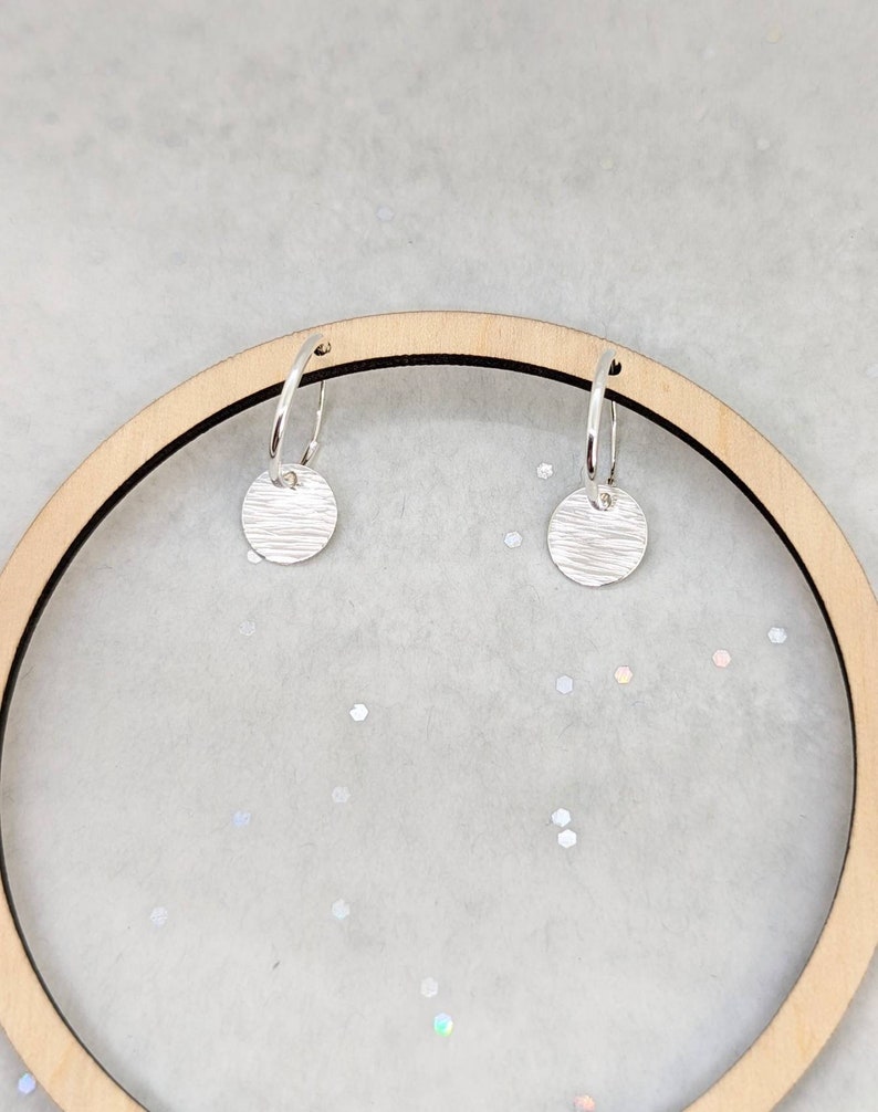 Hammered Silver Earrings, Sterling Silver Coin Hoops, Small Huggy Hoops ...