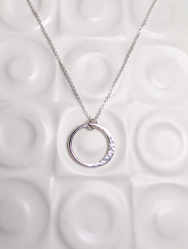Hammered Sterling Silver Moon Necklace- 2 cm Crescent moon Pendant. Handmade in the UK image 2