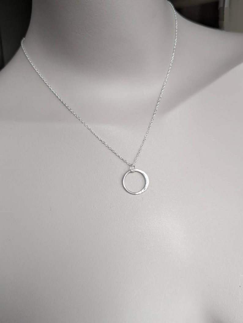 Silver moon Necklace, Sterling silver tiny half moon, hammered moon pendant, crescent moon necklace for women, handmade in the Uk image 4