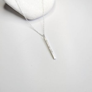 Hammered Silver bar necklace, Modern 925 sterling silver hammered pendant, vertical bar necklace, layering necklace, hammered bar necklace