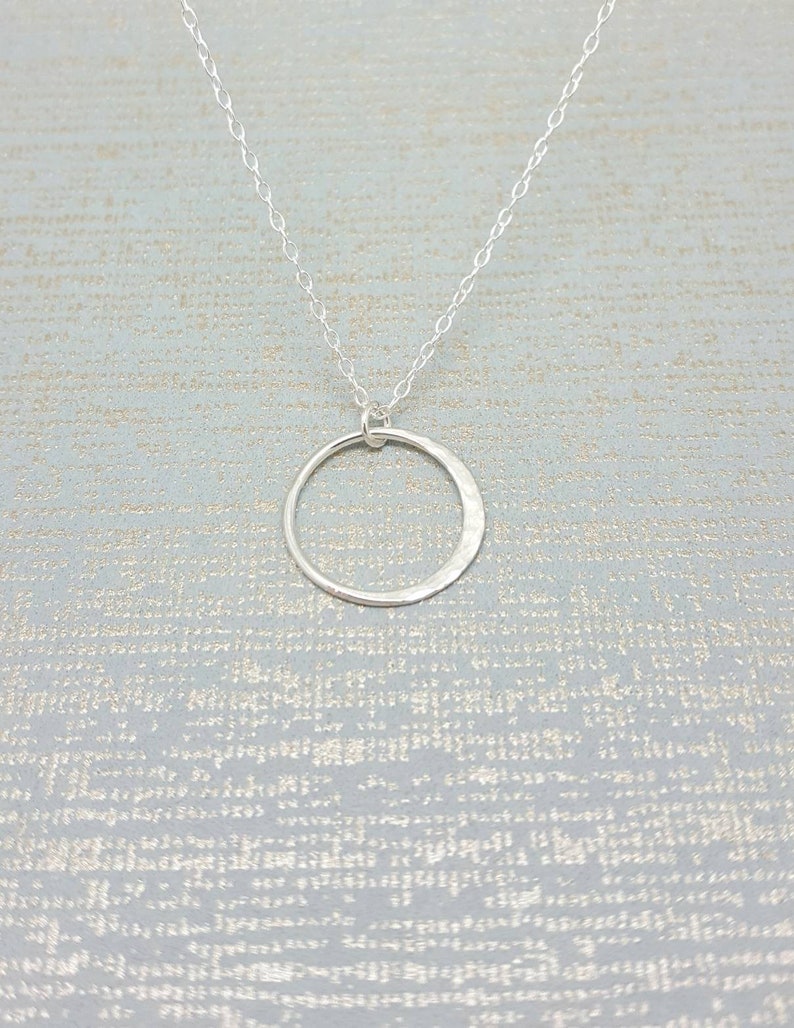 Silver moon Necklace, Sterling silver tiny half moon, hammered moon pendant, crescent moon necklace for women, handmade in the Uk image 3