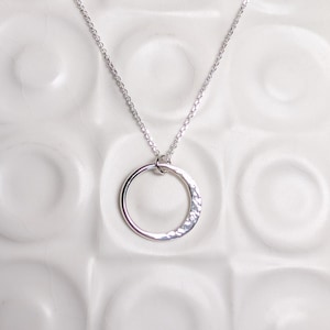 Hammered Sterling Silver Moon Necklace- 2 cm Crescent moon Pendant. Handmade in the UK image 15
